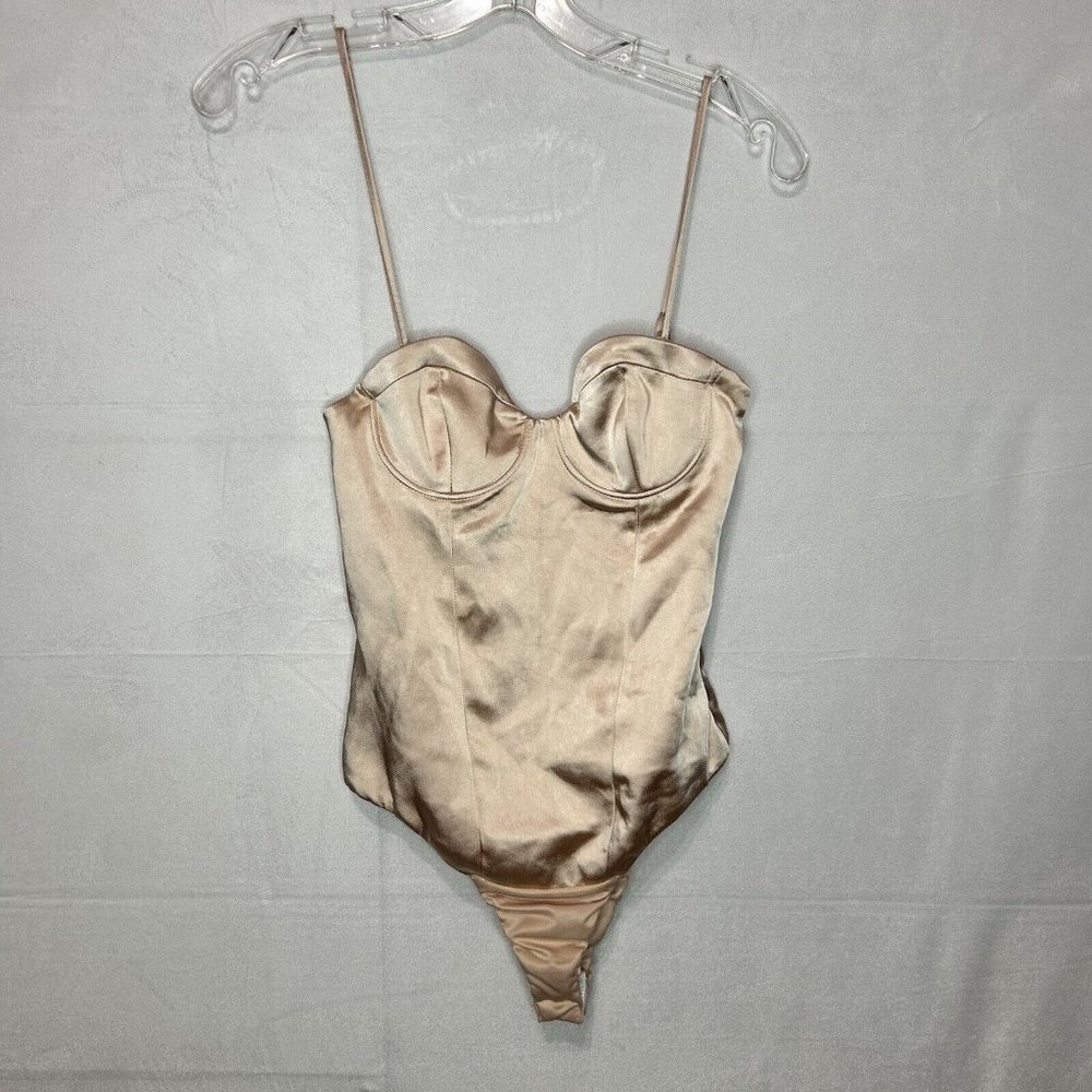 Zara Nude Body Suit Removable Spaghetti Strap Sweetheart Neckline Sz XS
